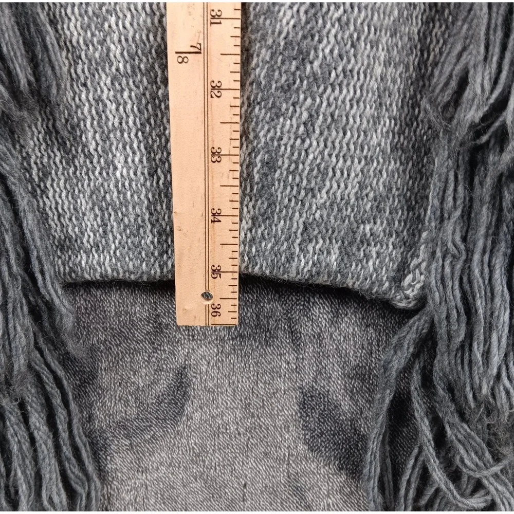Banana Republic Gray Knit Wool Blend Cardigan Sweater Shawl Collar Fringe XL - Picture 7 of 7